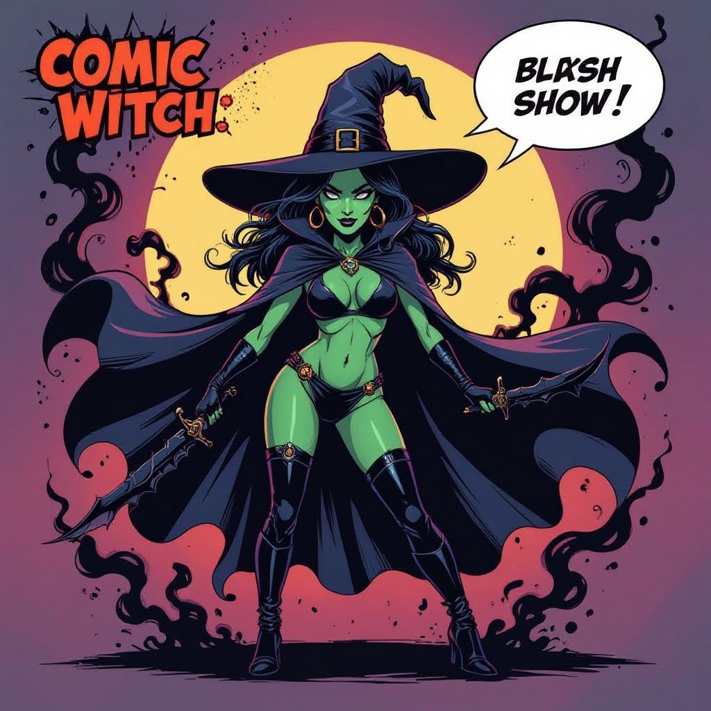 sexy shadow demon witch gypsy slate grey skin large black billowing cloak that emits darkness and shadow smoke. Two piece. Witches Hat. Wields Black Evil Shadow Smoke Daggers