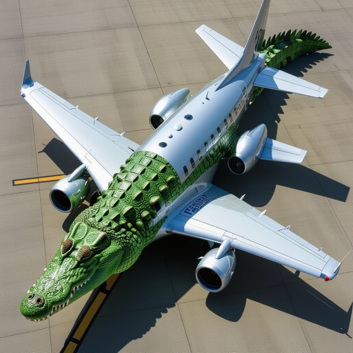crocodile with airplane for its body