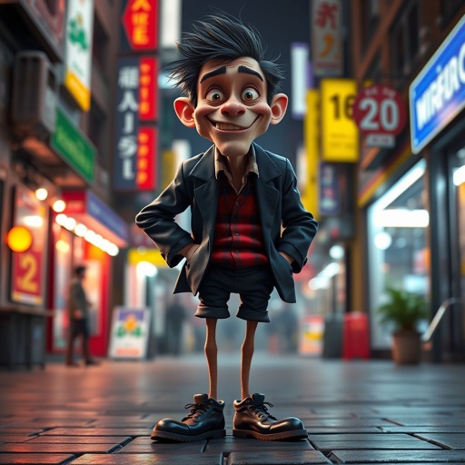 Create a funny looking man with very skinny legs