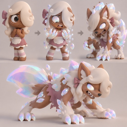 Ginger from Dandys world turning into a Opalite Werewolf 