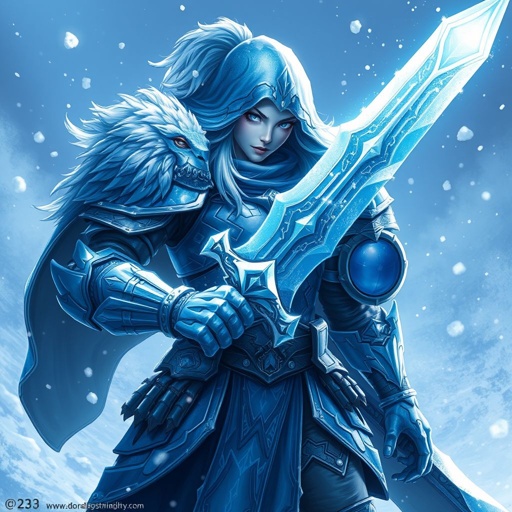 Alvara the Frostheart – A tall, battle-hardened woman. Show her head to toe.