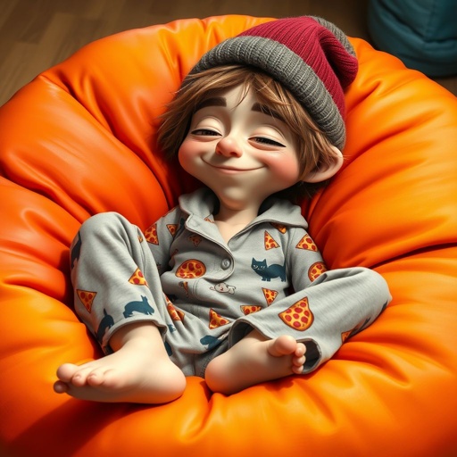 Create a character who is lazy as heck. And you could tell from his face and his entire outfit. Make is funny and the style of the graphic photographic