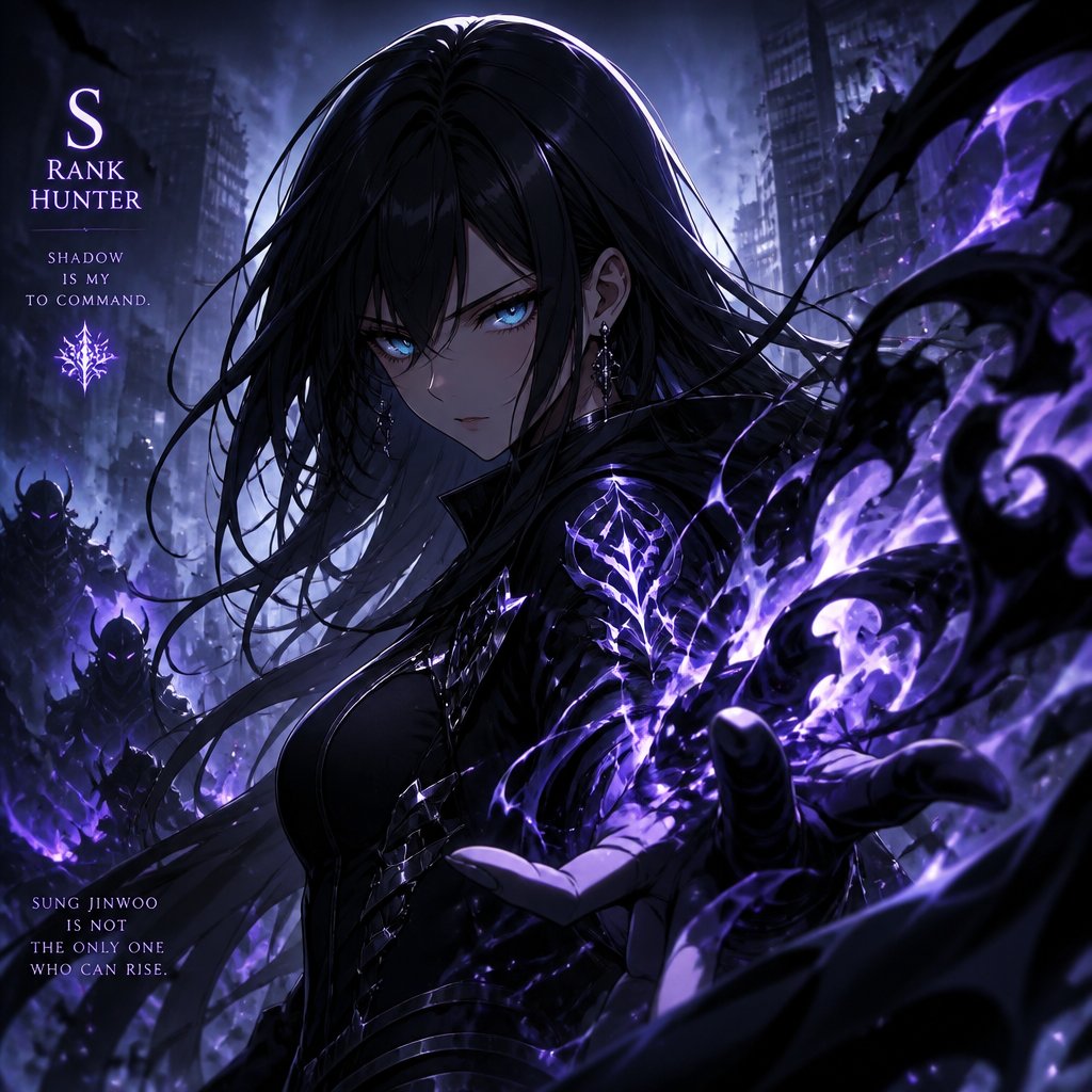Girl with black hair teal eyes and that’s a S rank hunter with shadow magic abilities in the anime solo leveling