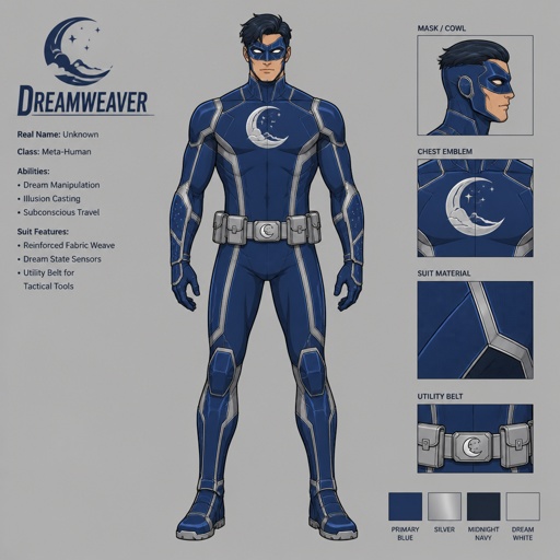 male superhero suit design, DreamWeaver 