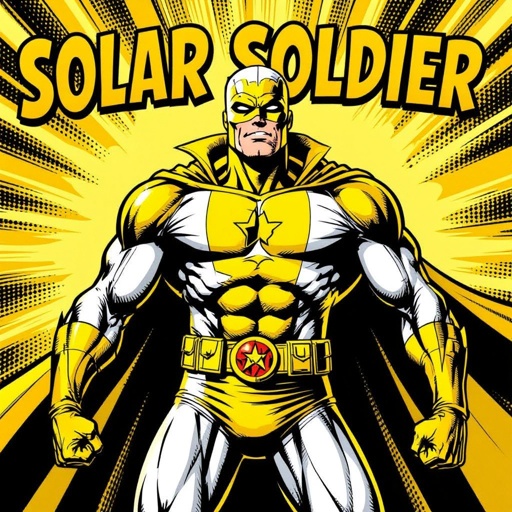 SOLAR SOLDIER. Blinding yellow and white bodysuit