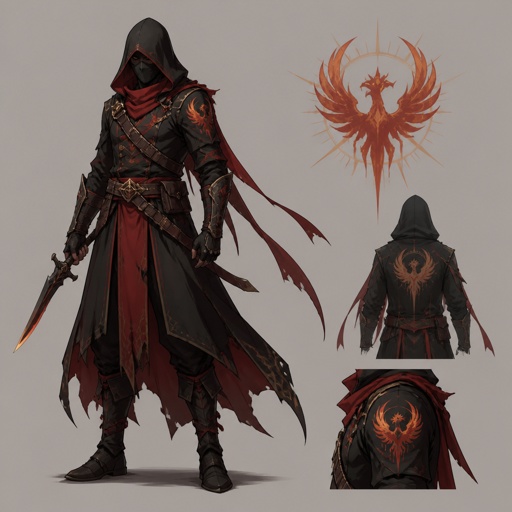 assassin with fire phoenix sun mark