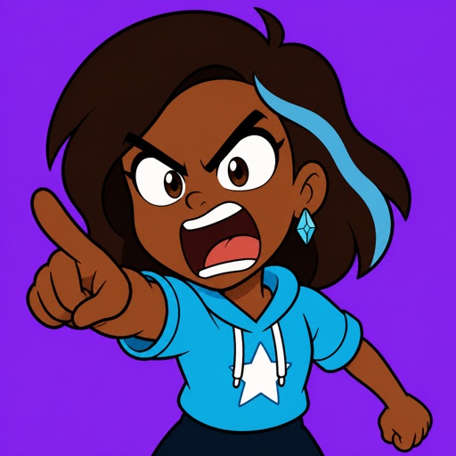 Anime style, Ruby she's dark skin with brown hair and light blue, streak, serious, intimidating, makes sure she gets all the answers she needs,very good at interrogating the suspect, is very loud, being calm is hard, loves tea, she cares about her partner gray but doesn't know about gray's feelings to her, she occasionally will smile a lot
