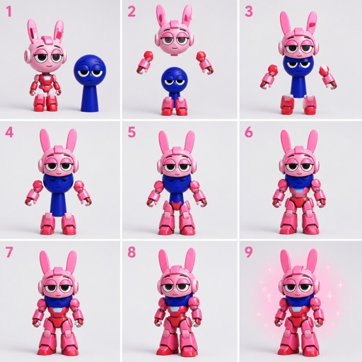 Pinki from Sprunki as Elita One merging her legs onto Jevin from Sprunki and then her arms and then her Body and lastly her head and helmet