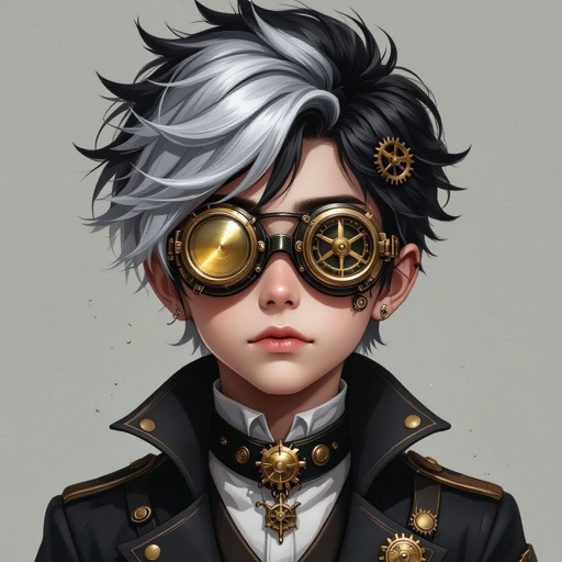 Black and silver hair boy with silver/goldish eyes and mysterious who no one understand 