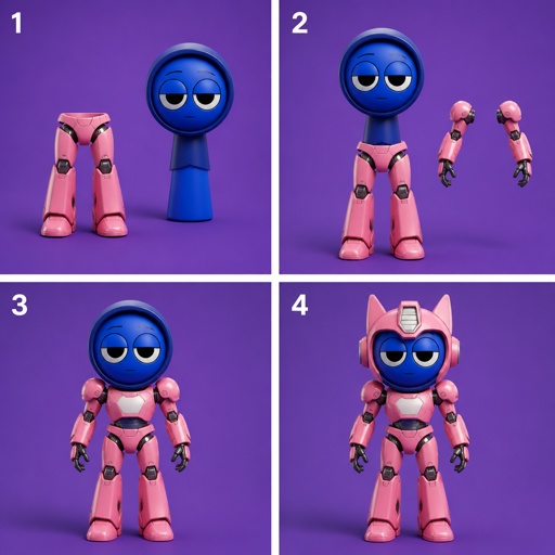 Pinki from Sprunki as Elita One merging her legs onto Jevin from Sprunki and then her arms and then her Body and lastly her head and helmet
