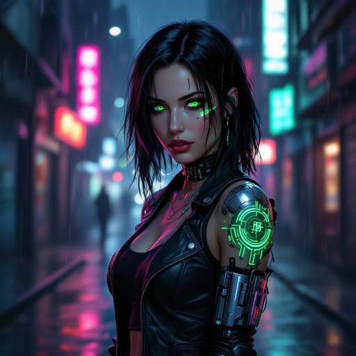 Mulher de cabelo preto e olhos verdes. Faça 3 modelos para apresentação do personagem (RPG)