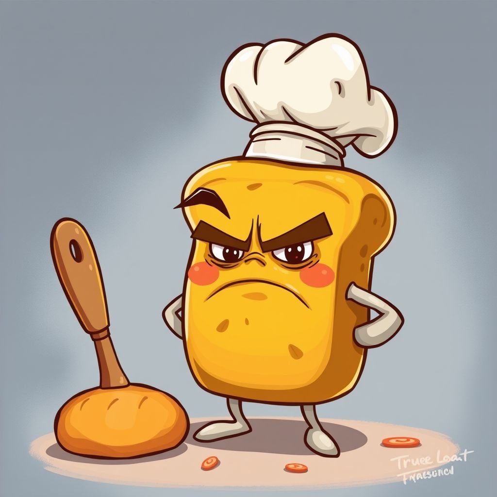 Make a chracter of a bread funny but looks mad named “true loaf”. Make him a bread row instead 