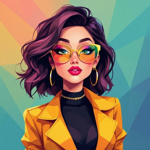 Create a character lady who has attitude but is funny looking but about fashion and loves lipgloss