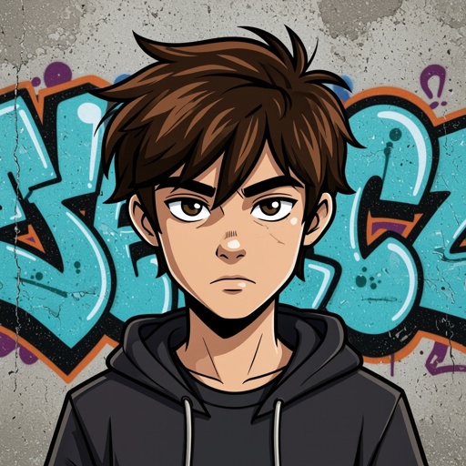 Mysterious teen boy with dark brown hair brown eyes and with a dark past