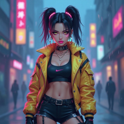 Create a character lady who has attitude but is funny looking but about fashion and loves lipgloss