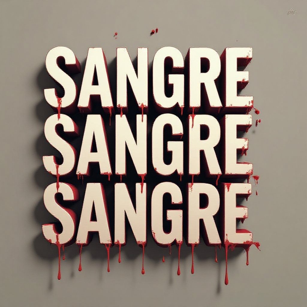 Scary poster saying sangre sangre sangre