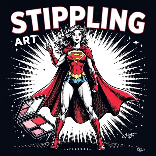 Create a superhero character showing there whole body head to toe, a lady who loves beauty products  