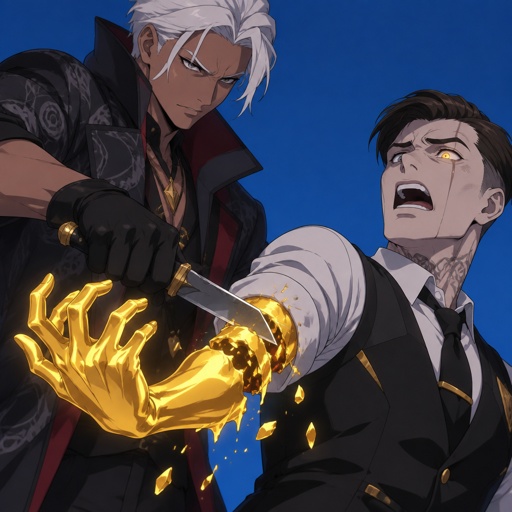 accurate Kado Thorne from Fortnite white hair cutting off Midas from Fortnite hand