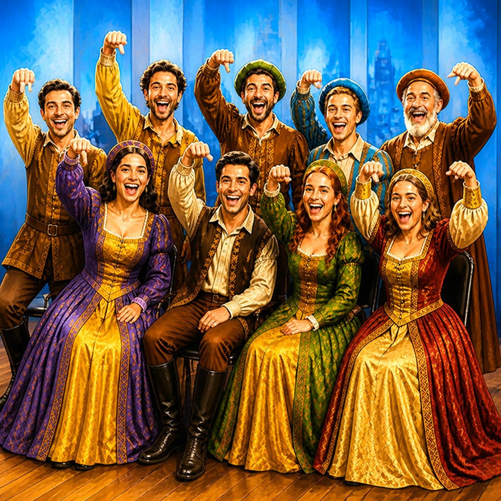 a group of people dressed in renaissance costumes
