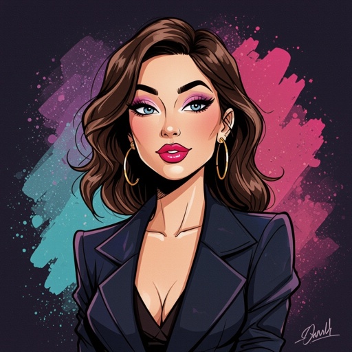 Create a character lady who has attitude but is funny looking  but about fashion and loves lipgloss 