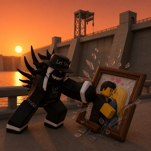 ShedLetSky from Forsaken destroying John Does picture of him and Jane doe kissing on a dam during the sunset 