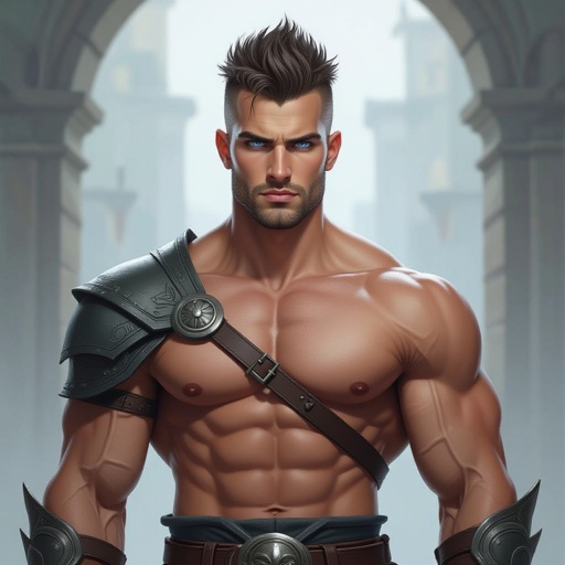 Mężczyzna. Wysoki o muskularnej budowie. Obcięty na jeżyka, wygolone boki na zero. Delikatny zarost. Mocna budowa ciała. Orli nos. Wąskie usta i jasne niebieskie oczy. 