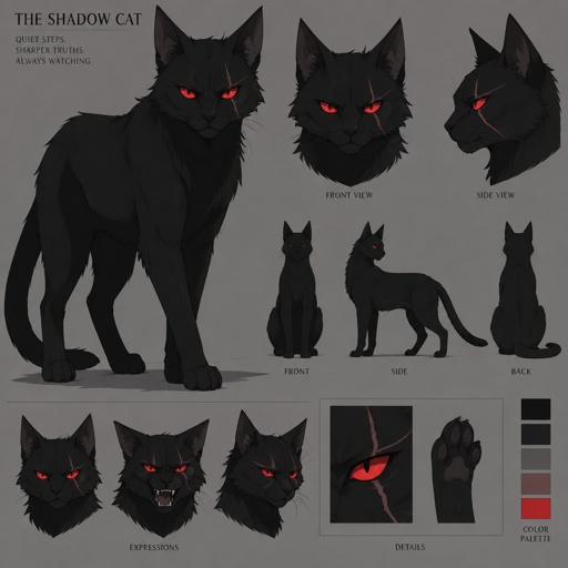 black shadow cat red eyes special scar