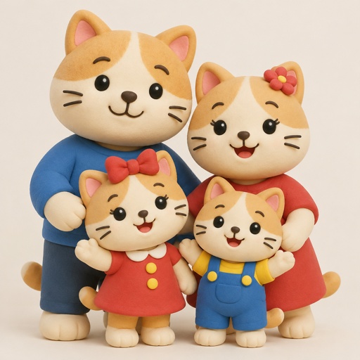 Ein Mädchen Tier Avatar mit ihrer Familie 