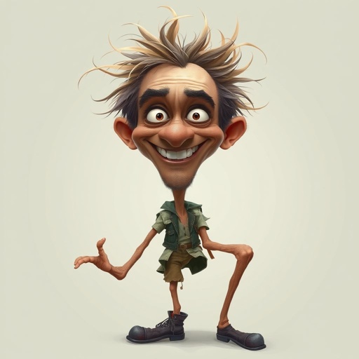 Create a funny looking man with very skinny legs