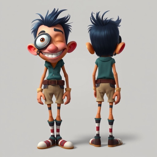 Create a funny adult guy name one eye Willy, who has one eye patched, show entire body head to toe 