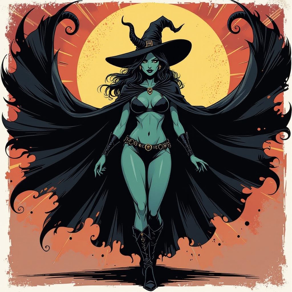 sexy shadow demon witch gypsy slate grey skin large black billowing cloak that emits darkness and shadow. Two piece. Witches Hat. Demon horns