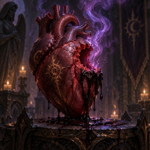 Human heart with bite out smoking and poison dripping 
