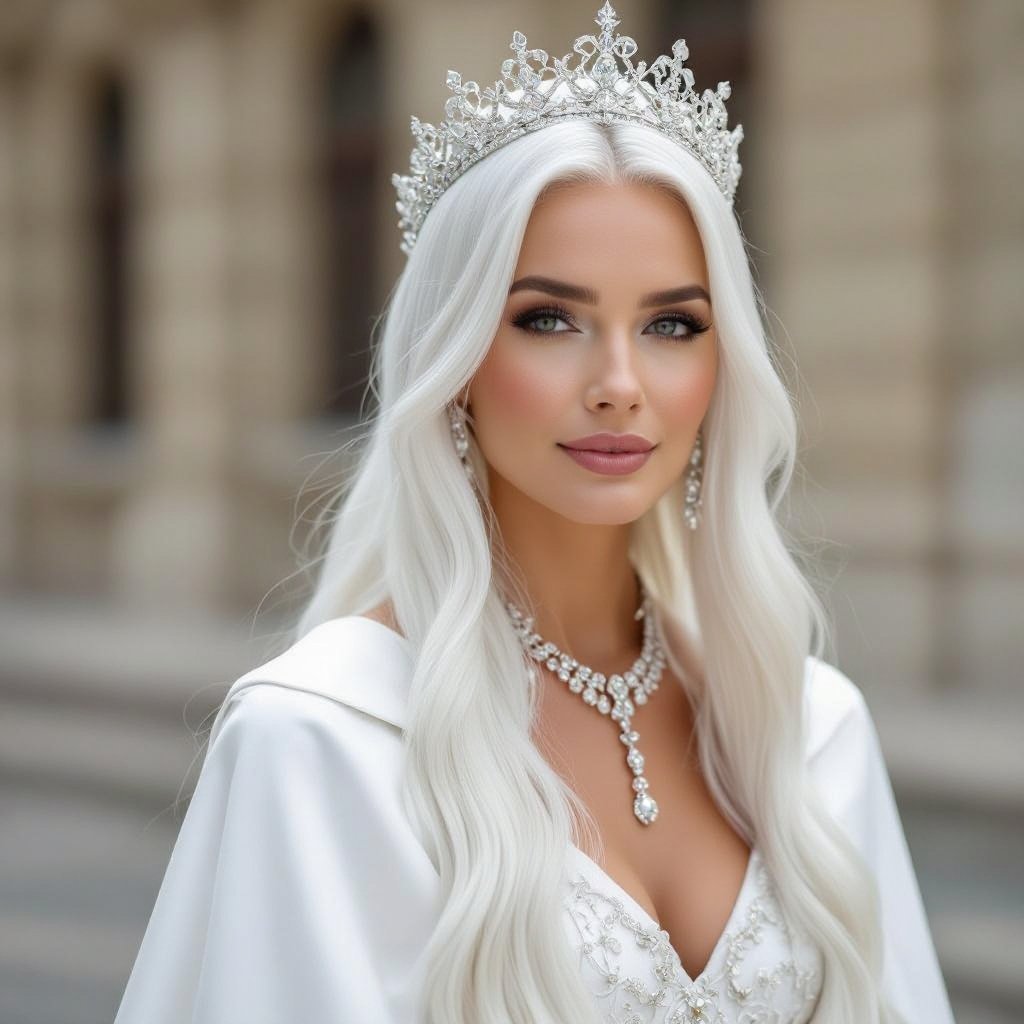 A white queen with white hair
