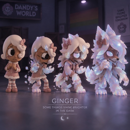 Ginger from Dandy’s world turning into a Opalite Werewolf 