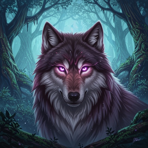 Wolf, purple eyes, light red-Brown Fell,