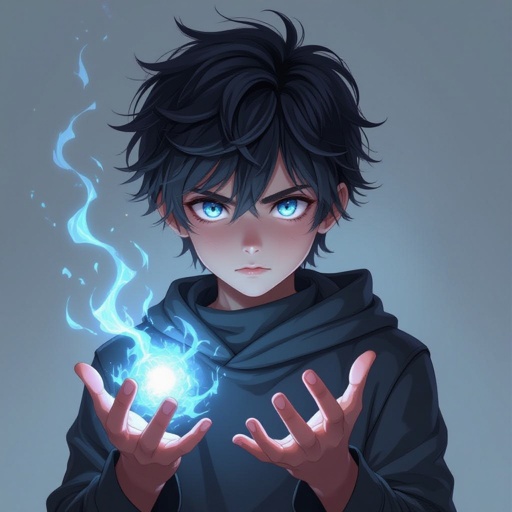 Telekinetic and dark manipulation powers boy teenager 17 years old dark and mysterious and quite with bad past with Heterochromia eyes
