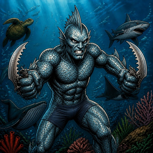 a drawing of a creature in the water