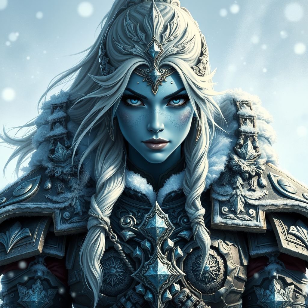Create a character: Alvara the Frostheart – A tall, battle-hardened