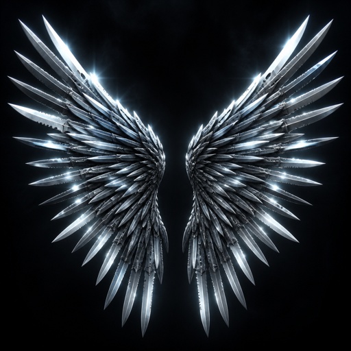 Angel wings made of silver knives 