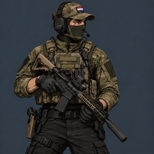 a man in a military uniform holding a rifle
