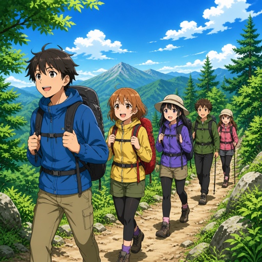 5 Hiker’s on a mountain in the woods 