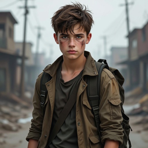 A white teen boy who is 18 years old with short brown hair