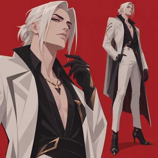 Kado Thorne from Fortnite pale skin white hair, wearing heels