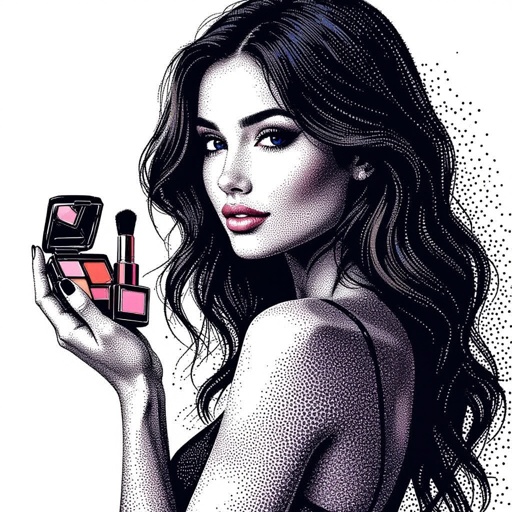 Create a character showing there whole body head to toe, a lady who loves beauty products  