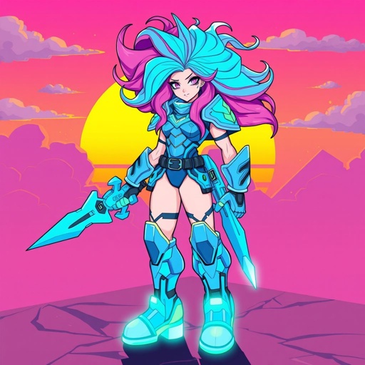 Create a battle woman hero called Alvara the Frostheart. Show full body head to toe including shoes