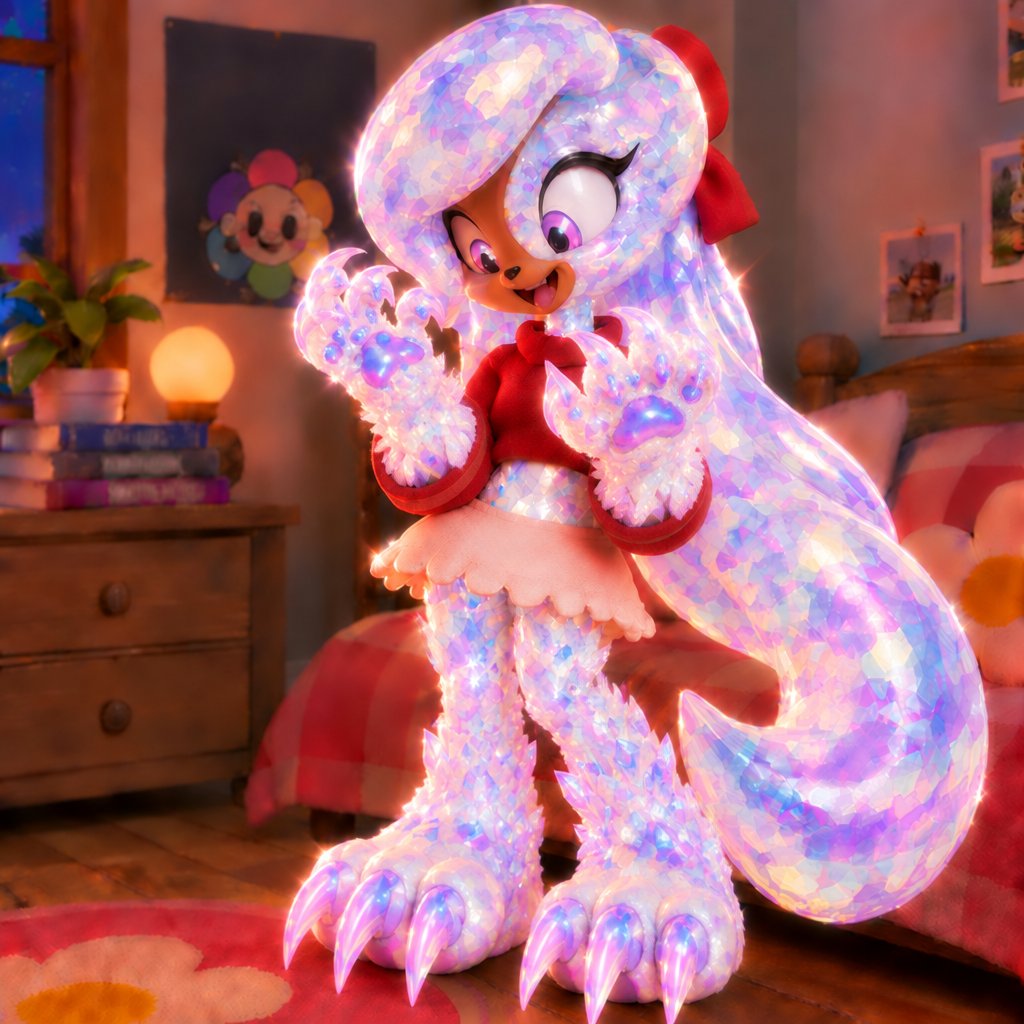 a cartoon character holding a lit up letter