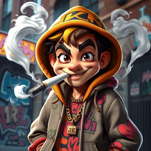 Create a funny cocky character named vaping Kenny
