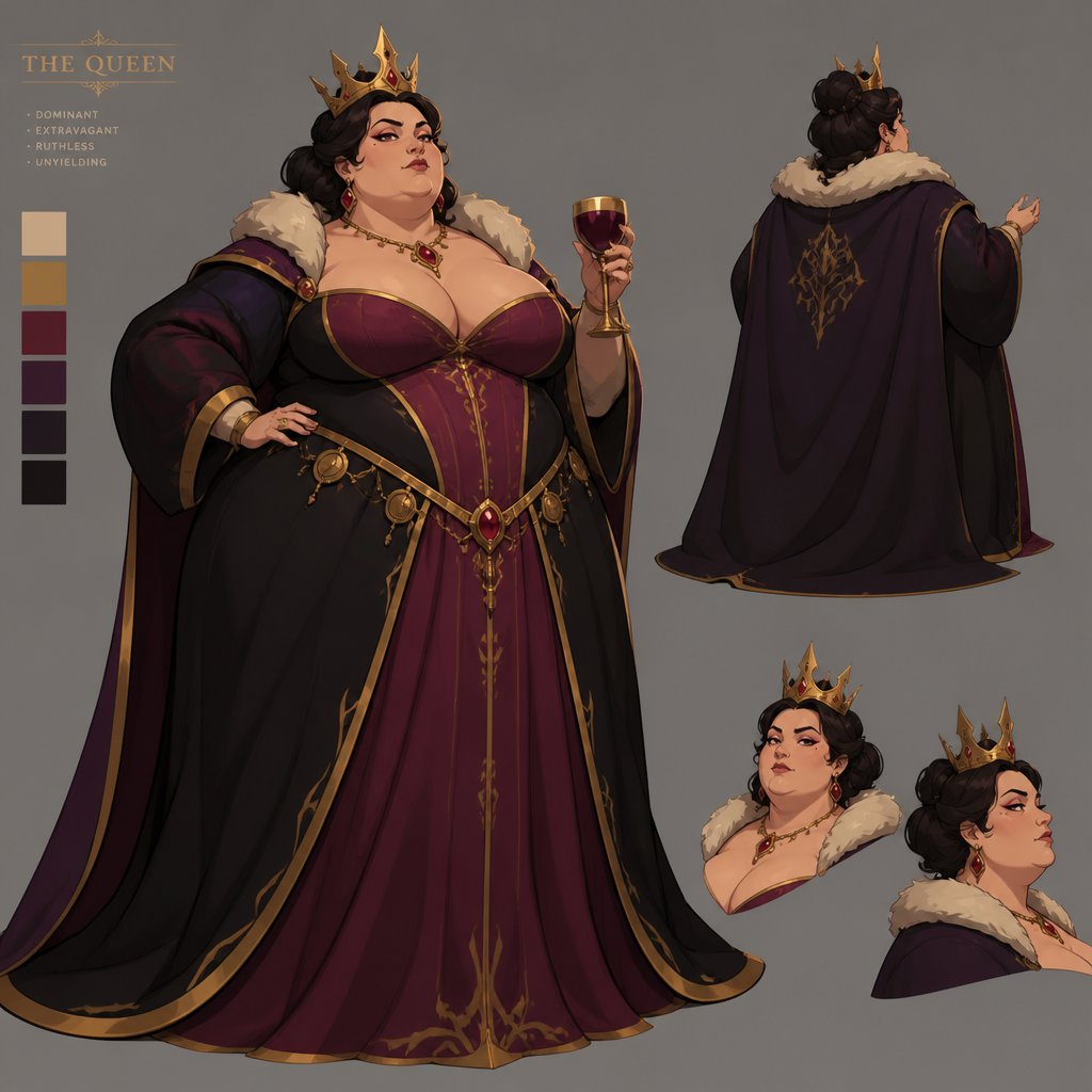 Create adult fat woman with crown