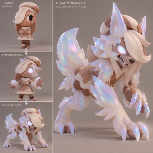 Ginger from Dandy’s world turning into a Opalite Werewolf 