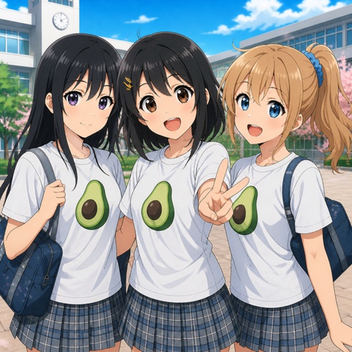 a group of three girls standing next to each other